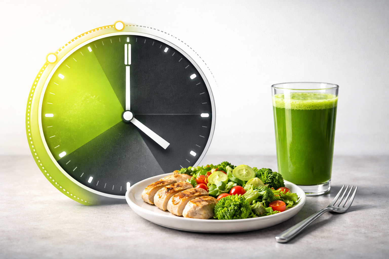 Intermittent fasting for beginners lifestyle energy Healthy person drinking green juice during intermittent fasting for beginners eating window